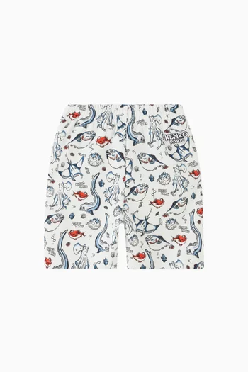 Graphic-print Shorts in Cotton Jersey
