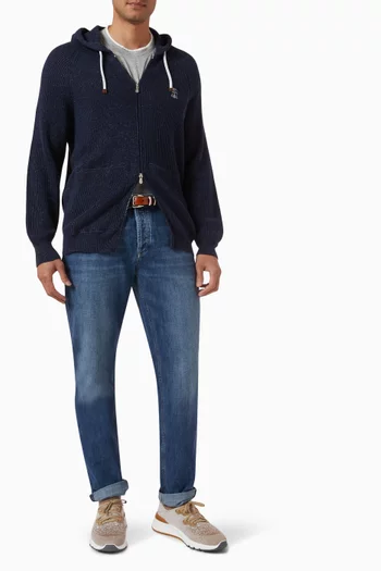 Hooded Zip-up Sweatshirt in Cotton-linen