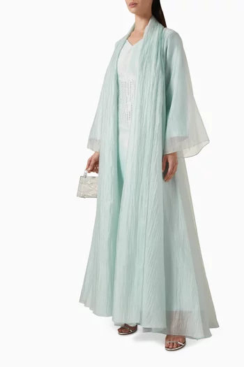 3-piece Sequin Embellished Abaya Set in Organza & Tulle
