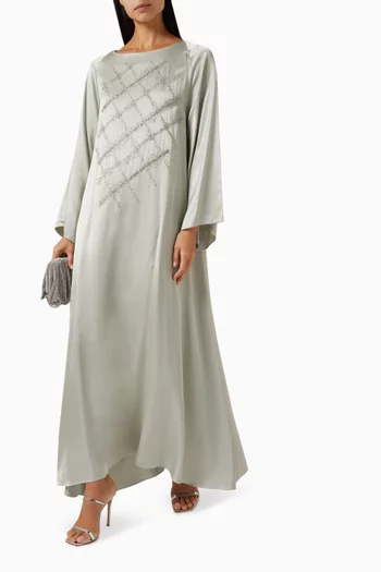 Double Hatched Embellished Kaftan in Chiffon
