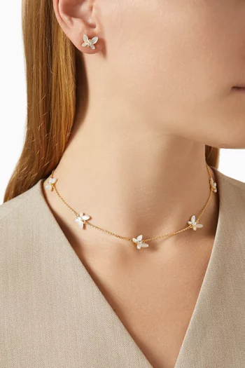 Social Butterfly Delicate Scatter Necklace in Plated Metal