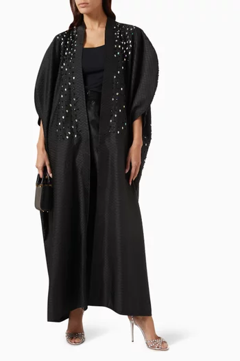 Textured Bead-embroidered Abaya in Jacquard