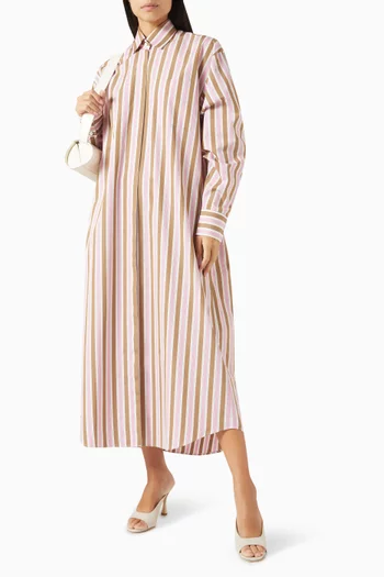 Signature Striped Shirt Maxi Dress in Cotton