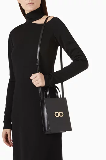 حقيبة يد ميني بشعار جانشيني بتصميم مزدوج جلد بالميلاتو