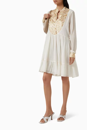 Embroidered Mini Dress in Cotton-blend