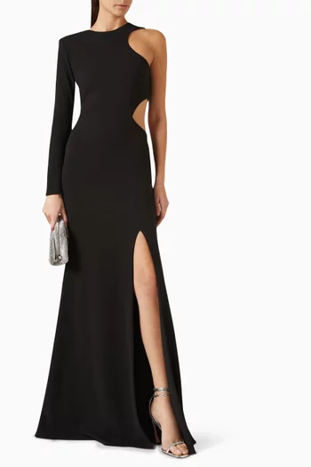 Cut-out Asymmetrical Gown in Crepe
