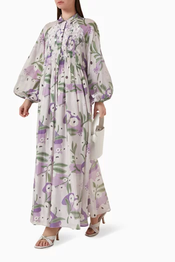 Violette-A Printed Dress in Cotton-silk