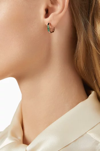 Whatever Emerald & Diamond Hoop Earrings in 18kt Rose Gold