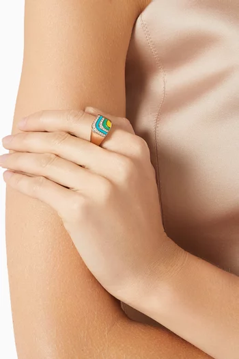 Rainbow Connection Diamond & Enamel Ring in 18kt Rose Gold
