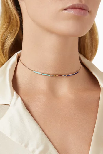 Whatever Bubbly Rainbow Sapphire & Enamel Choker in 18kt Rose Gold
