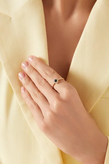 Mini Diana Sapphire & Diamond Ring in 18kt Yellow Gold