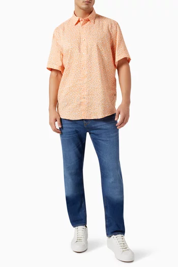 Liam Printed Shirt in Stretch-chambray