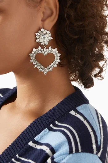 Heart Crystal Clip-on Earrings in Brass