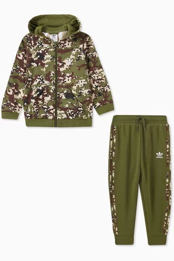 Camo Logo Hoodie & Joggers Set in French Terry
