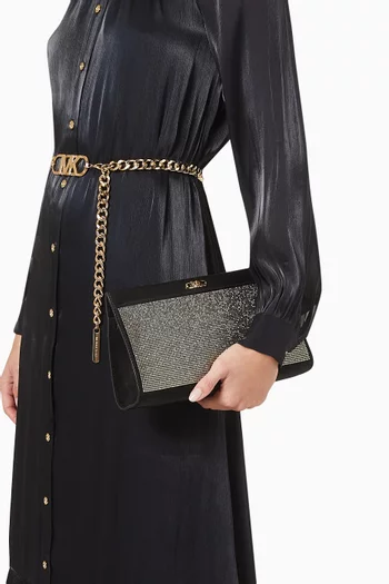 Rhinestone-embellished Clutch Bag in Leather