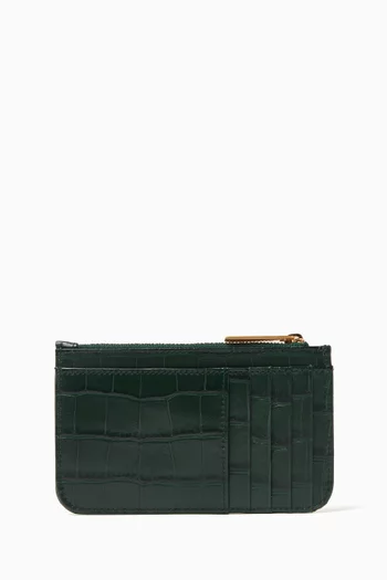 Monaco Long Coin & Card Holder in Croc-embossed Leather