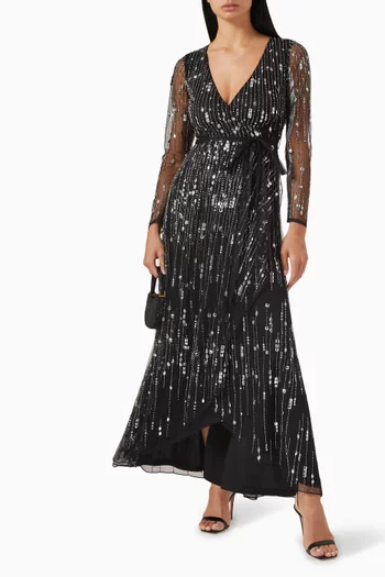 Sequin-embellished Wrap Dress