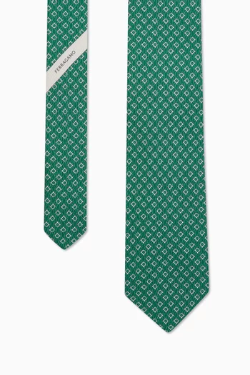 Tetris-print Tie in Silk