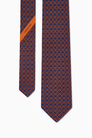 ربطة عنق بنقشة خطوط مموجة تويل حرير