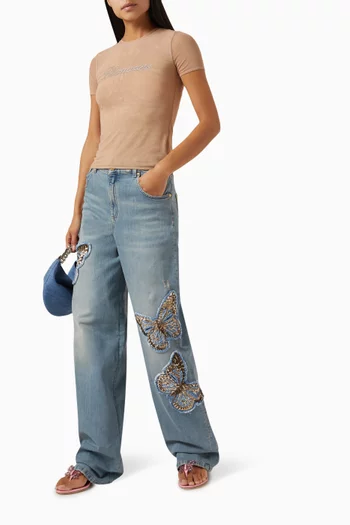 Embroidered Boyfriend-fit Jeans