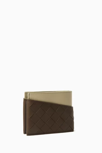 Oblique Bi-fold Wallet in Intrecciato Leather