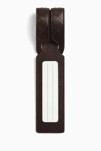 Long Tag Holder in Intrecciato Leather