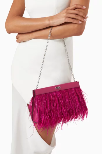 Large Tabitha Clutch in Feathers