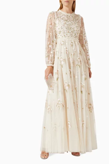 Posy Floral-embellished Gown in Tulle