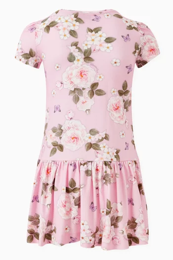 Floral-print Dress in Cotton Jersey