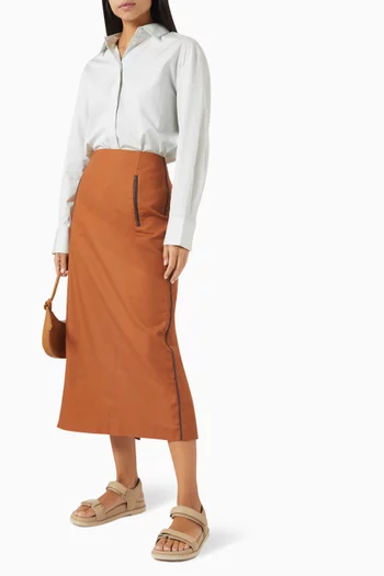 Midi Pencil Skirt in Cotton