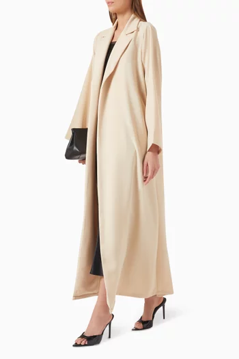 Notched-collar Abaya in Crepe