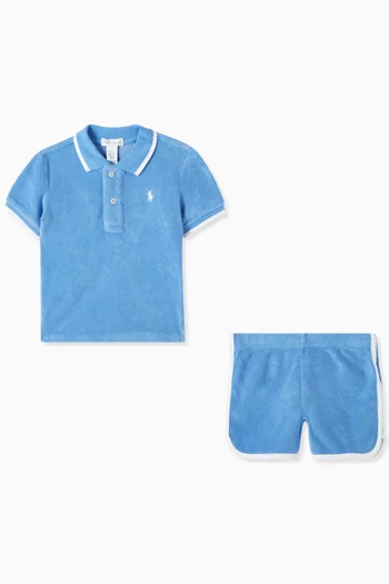 Polo Shirt & Shorts Set in Cotton Terry
