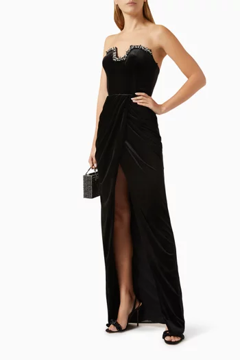 Dinara Crystal-embellished Maxi Dress in Velvet