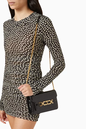 Whitney Shoulder Bag in Croc-embossed Leather