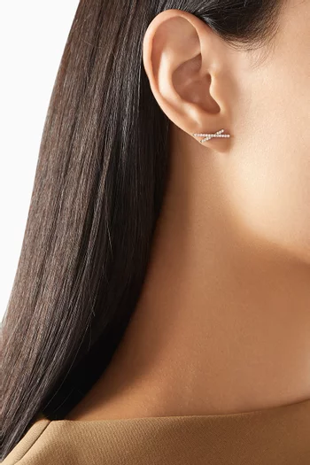 Cross Motif Diamond Earrings in 18kt Rose Gold