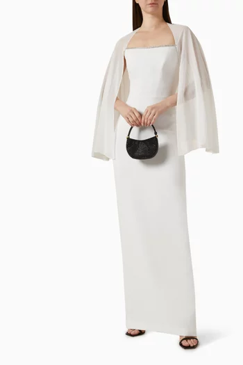 Chiffon Cape-sleeve Embellished Gown