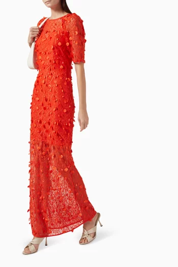 Yasbeate Embroidered Maxi Dress in Tulle