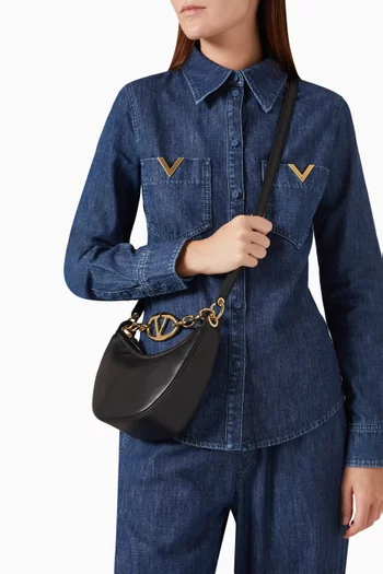 Valentino Garavani Mini Moon Hobo Bag in Nappa Leather