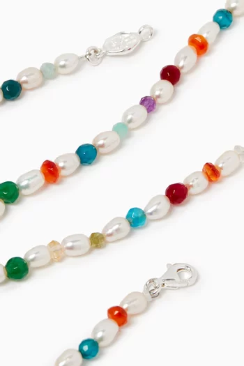 Carnival Mixed Gemstone Necklace in Sterling Silver