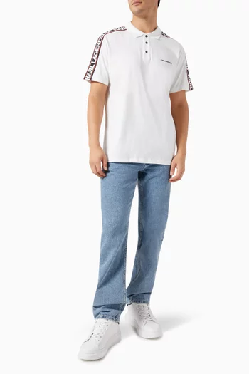 Logo Tape Polo Shirt in Organic Cotton Jersey