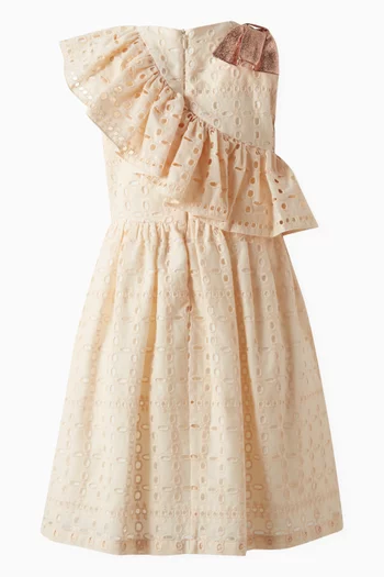 Diagonal Ruffle Bodice Dress in Cotton