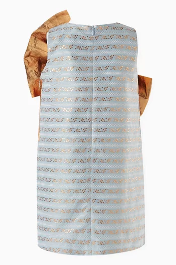 فستان قصير مزين بعقدة كبير جاكار
