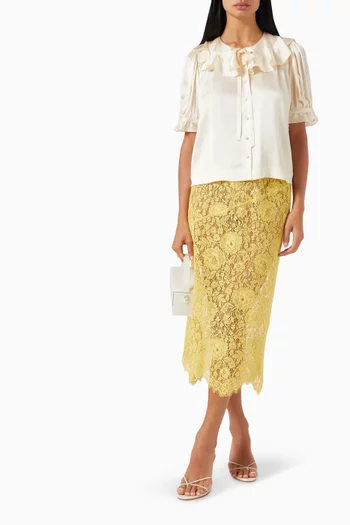 Nandi Sheer Midi Skirt in Lace