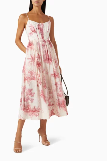 Waverly Corset Midi Dress in Cotton