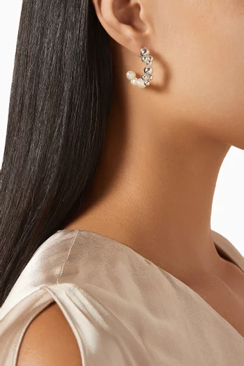 Pearl Beaded Hoop Earrings in Sterling Silver