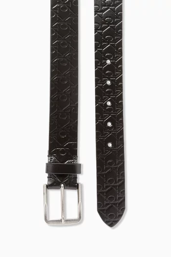 Classic Flat Logo Belt in Leather