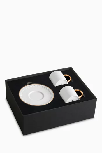 Neptune Espresso Cup & Saucer in Porcelain, Set of 2
