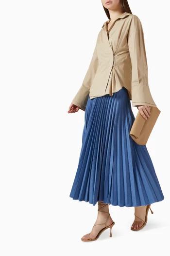 High-waisted Pleated Maxi Skirt