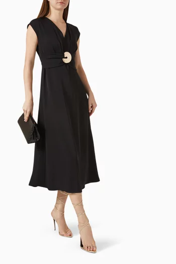 Belted Midi Dress in Rayon