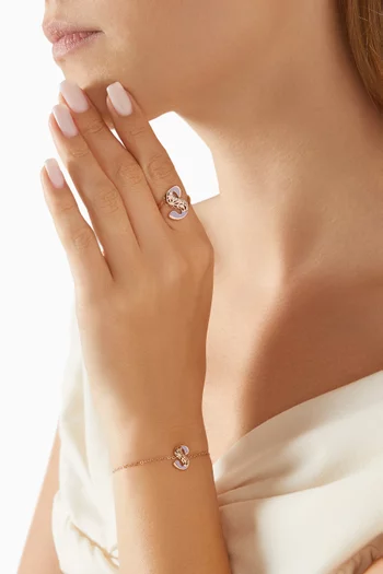 Retro Diamond & Enamel Letter 'S' Bracelet in 18kt Rose Gold